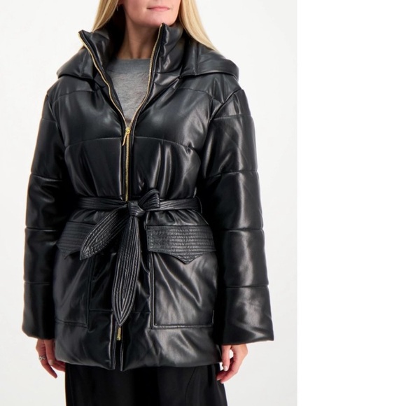 Nanushka Lenox Vegan Leather Puffer‎ Coat - Picture 1 of 15